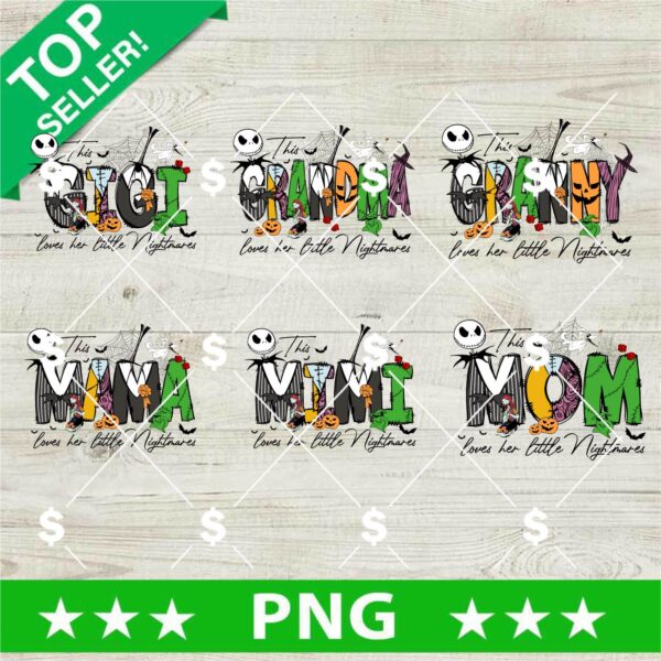 This Mama Loves Her Little Nightmares PNG Bundle, Halloween Nightmare Mama PNG, Halloween PNG