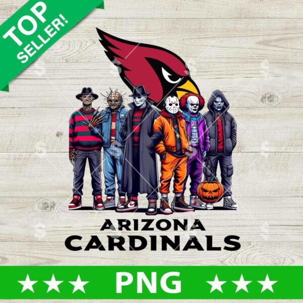 Horror Friends Arizona Cardinals Football PNG, Horror NFL Halloween PNG, Scary Friends Football PNG