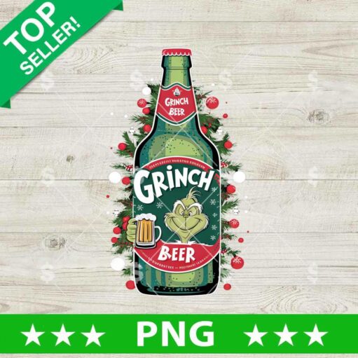 Grinch Beer Bottle Christmas PNG