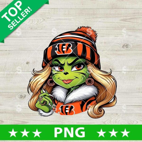 Grinch Woman Cincinnati Bengals NFL PNG, Grinch Cincinnati Bengals Football PNG, Grinch Bengals Fans Sublimation PNG