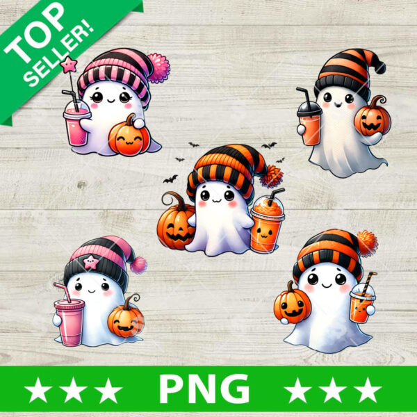 Cute Ghost Halloween With Pumpkin Bundle PNG