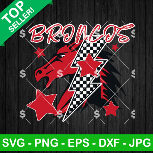 Mustang Broncos Football Mascot Lightning Bolt SVG