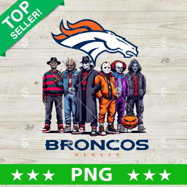 Horror Friends Denver Broncos Football PNG, Horror NFL Halloween PNG, Denver Broncos Horror Football PNG