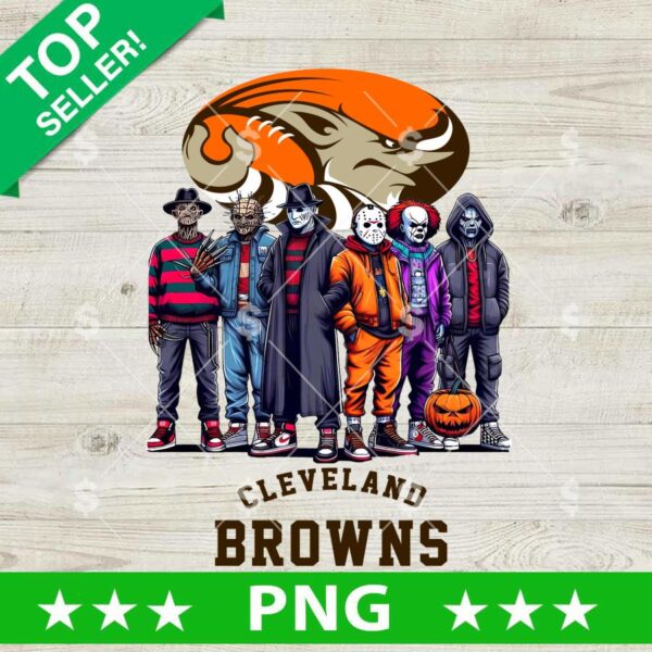 Horror Friends Cleveland Browns Football PNG, Horror NFL Halloween PNG, Cleveland Browns Horror Football PNG