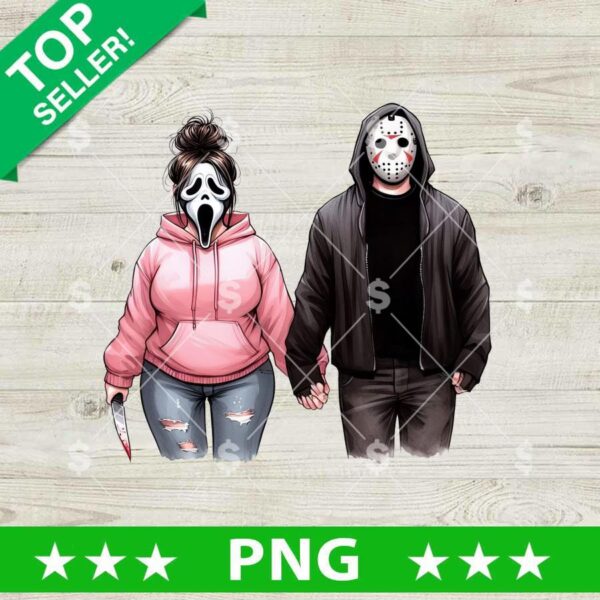 Jason Voorhees And Ghostface Couple PNG, Horror Couple PNG, Ghostface Scream Mama Sublimation PNG