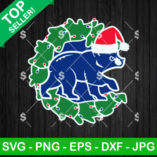 Chicago Cubs Baseball Christmas Svg