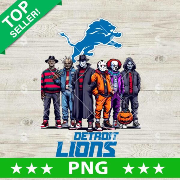 Horror Friends Detroit Lions Football PNG, Horror NFL Halloween PNG, Detroit Lions Horror Football PNG