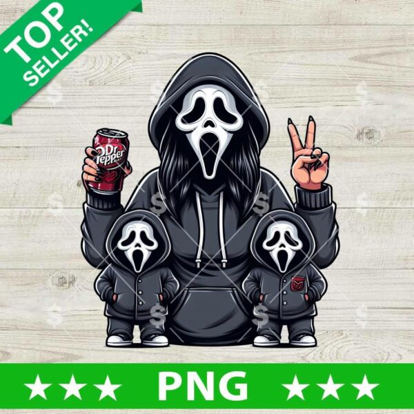 Ghostface Mama Drink Dr Pepper And Son PNG, Ghostface Scream Dr Pepper PNG, Ghostface Mama Sublimation PNG