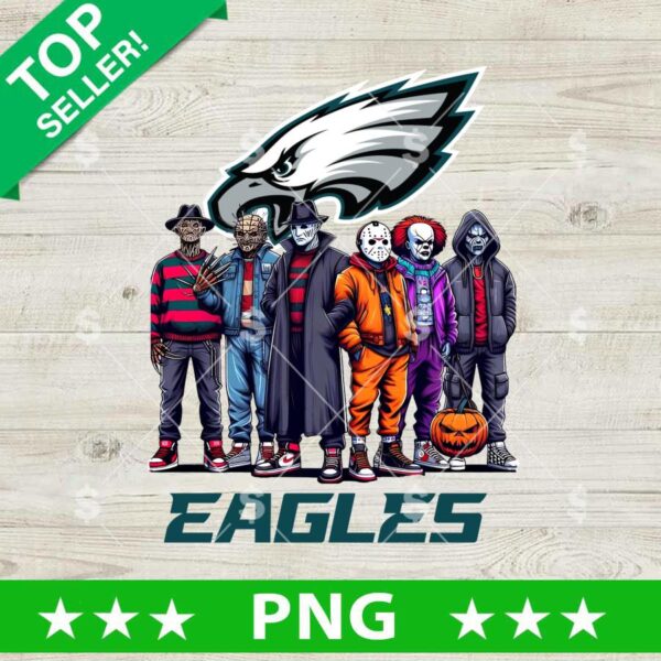 Horror Friends Philadelphia Eagles Football PNG, Horror NFL Halloween PNG, Philadelphia Eagles Horror Football PNG