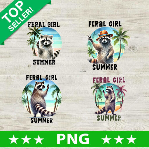 Feral Girl Summer Raccoon Bundle PNG