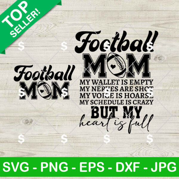 Football Mom Bundle SVG, Football Mom My Heart Is Full SVG, Sport Mom SVG