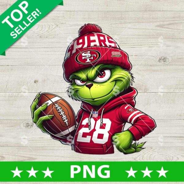 Gricnh San Francisco 49ers Football PNG, Grinch 49ers NFL PNG, Grinch 49ers Uniform Christmas Sublimation PNG