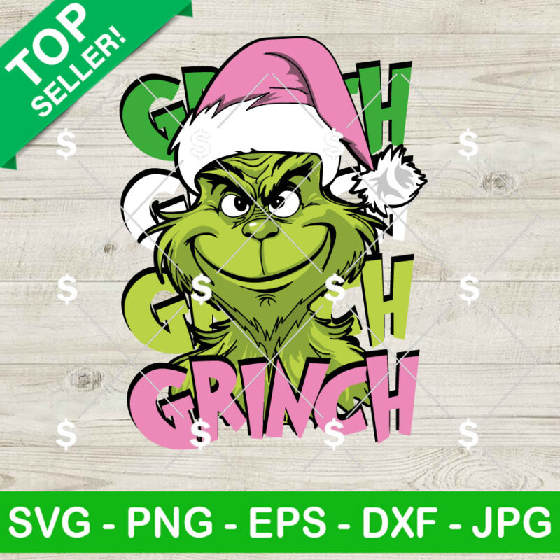 Grinch Face SVG, Santa Grinch SVG, Wavy Grinch Christmas SVG