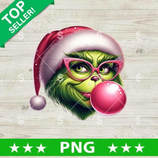 Grinch Woman Blow Bubbles Christmas PNG