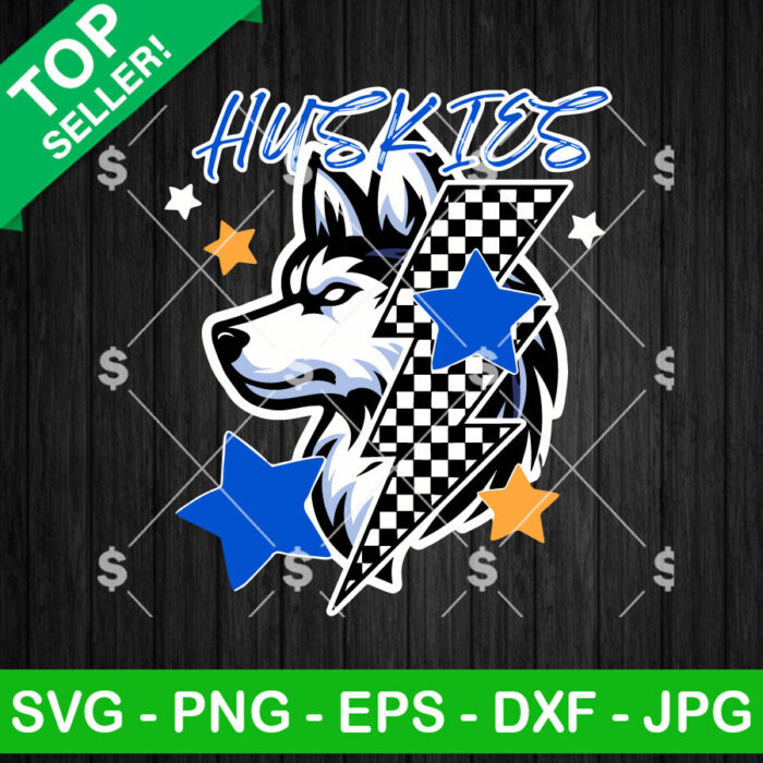 Huskies Football Mascot Lighting Bolt SVG, Huskies Football SVG, Huskies Lighting Bolt SVG