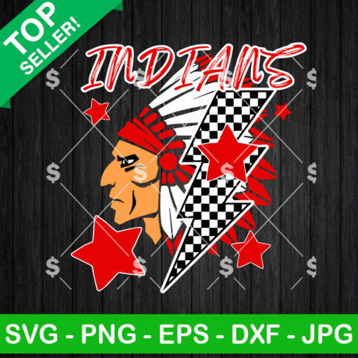 Indians Football Mascot Lightning Bolt Svg