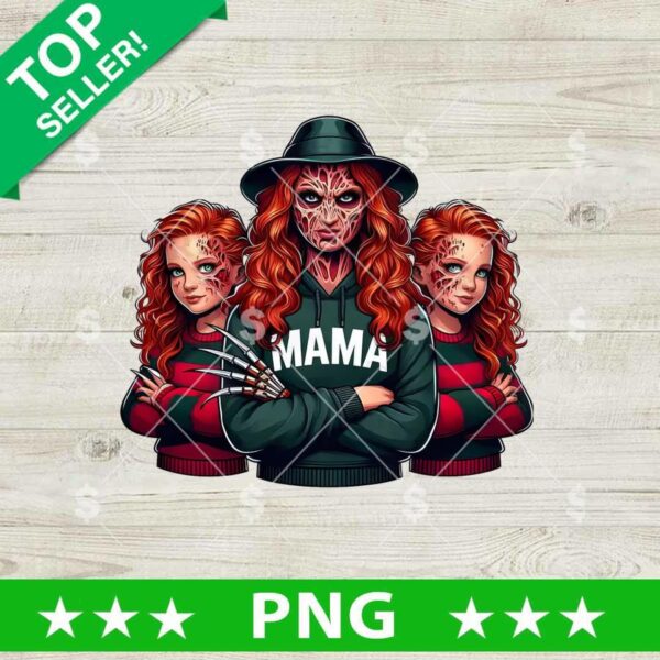 Mama Freddy Krueger And Daughters PNG, Freddy Krueger Woman Horror PNG, Horror Movie PNG