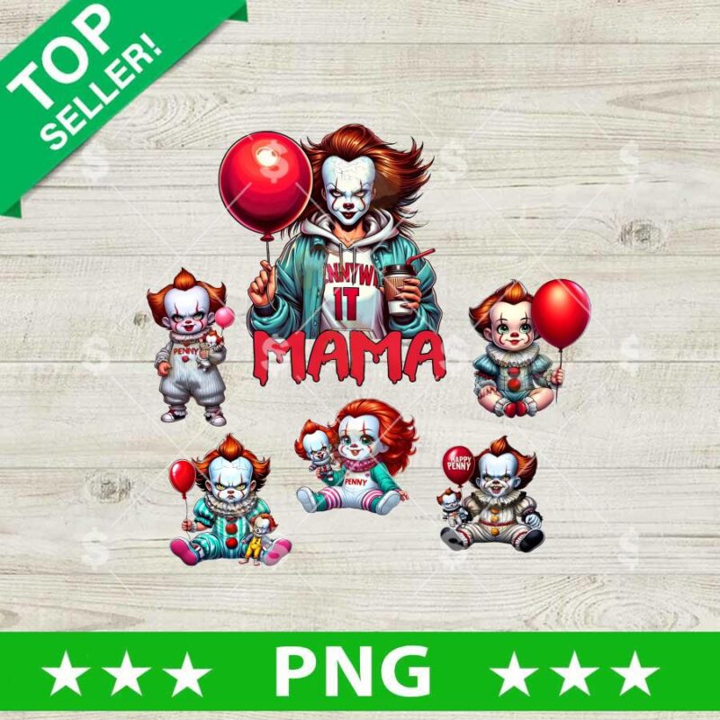 Mama Pennywise And Son PNG, Mama Pennywise Horror Family PNG, Pennywise IT Horror Sublimation PNG