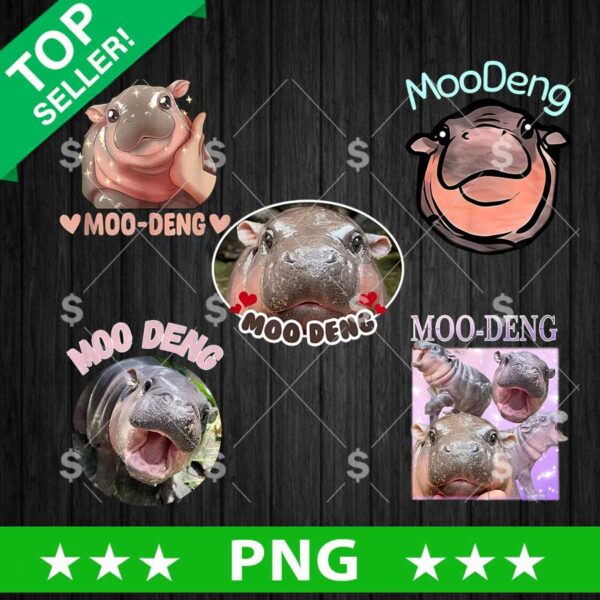 Moo Deng Hippo Bundle PNG, Cute Hippo Moo Deng PNG, Hippo Moo Deng Funny Sublimation PNG