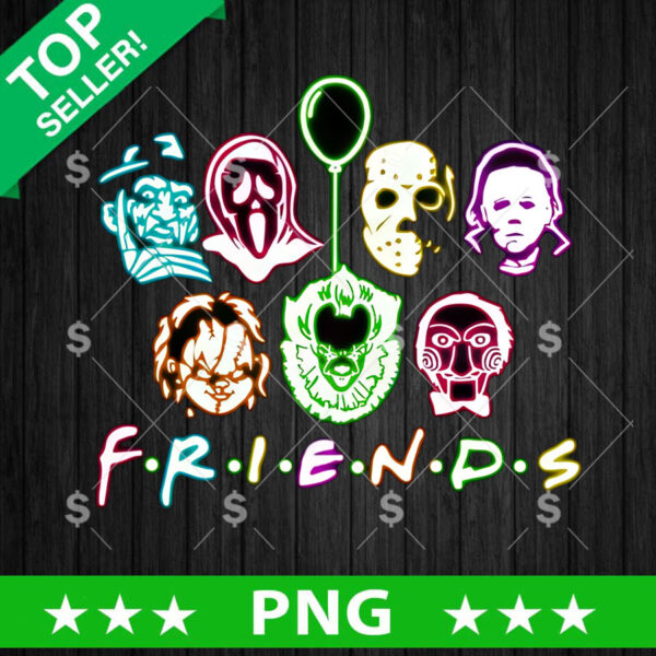 Horror Characters Friends Neon Style PNG, Horror Characters Halloween Neon PNG, Horror Neon Sublimation PNG