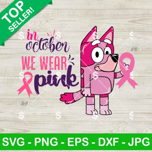 Bluey Pink Ribbon Breast Cancer SVG