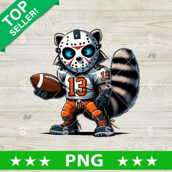 Jason Voorhees Raccoon Football PNG, Raccoon Horror PNG, Raccoon Football Sublimation PNG