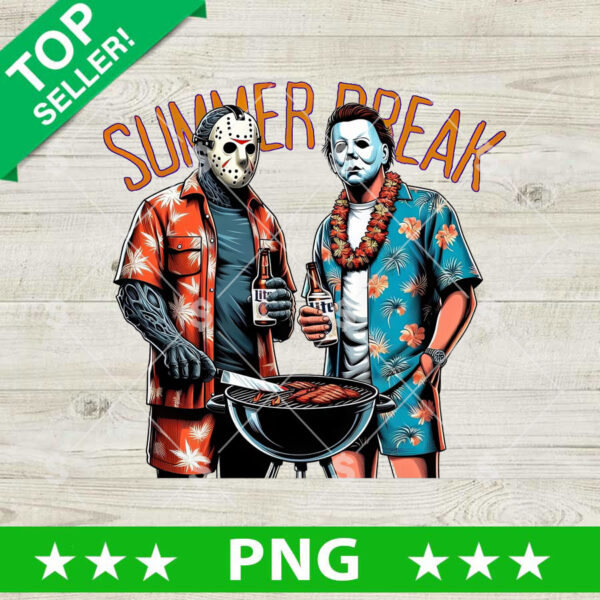 Jason Voorhees And Michael Myers Summer Break Grill PNG, Horror Grill PNG, Jason Voorhees Grilling Sublimation PNG