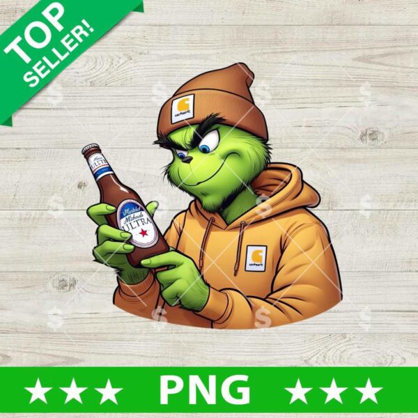 Grinch With Michelob Ultra Beer PNG