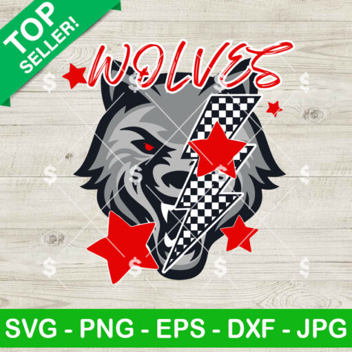 Wolves Football Lightning Bolt Mascot SVG