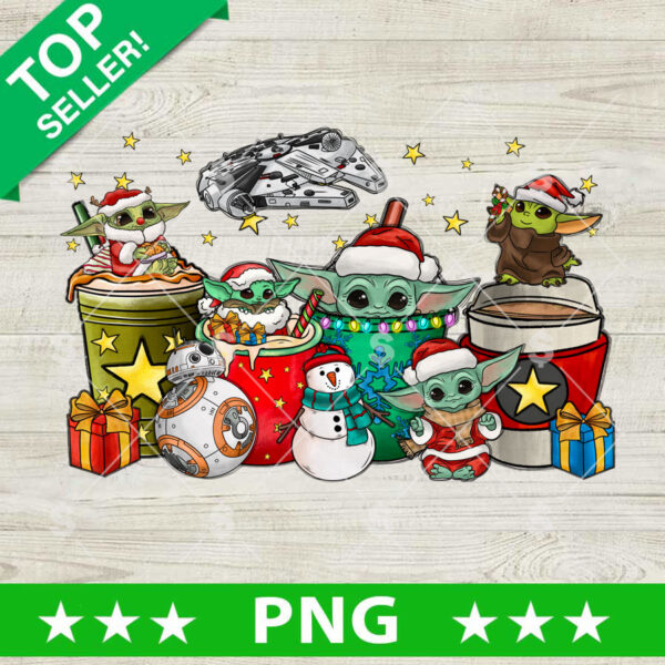 Baby Yoda Christmas Coffee PNG