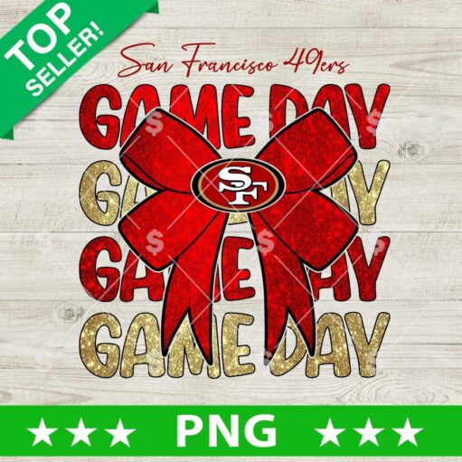 San Francisco 49ers Game Day Coquette Bow PNG