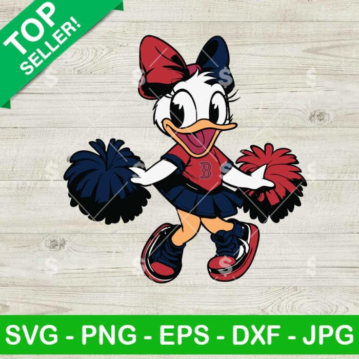Boston Red Sox Daisy Duck Cheerleader SVG, Disney Duck Baseball MLB SVG, Red Sox MLB SVG