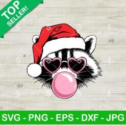 Christmas Feral Raccoon Blow Bubble SVG, Christmas Feral Raccoon SVG, Santa Raccoon Sunglasses SVG