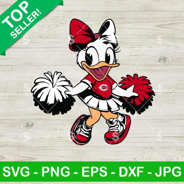 Cincinnati Reds Daisy Duck Cheerleader SVG, Disney Duck Baseball MLB SVG, Cincinnati Reds MLB SVG