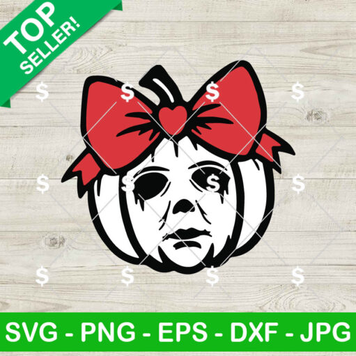 Halloween Michael Myers Pumpkin Coquette Bow SVG