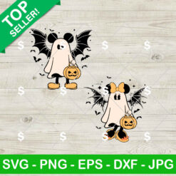 Halloween Mouse Ghost Bat Wings SVG Bundle, Disney Mouse Halloween SVG, Mickey Minnie Ghost SVG