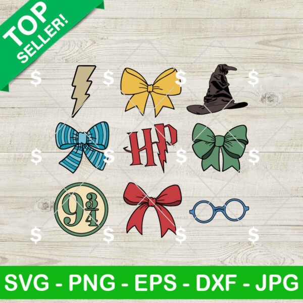 Harry Potter Wizard Coquette Bows SVG, Harry Potter SVG, Harry Potter Hogwarts SVG