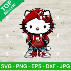 Hello Kitty 49ers Football Hoodie SVG, Hello Kitty NFL Team SVG, Hello Kitty With Hoodie SVG