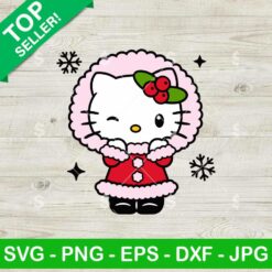Hello Kitty Christmas Santa SVG, Hello Kitty Pink Santa SVG, Kitty Cat Xmas SVG