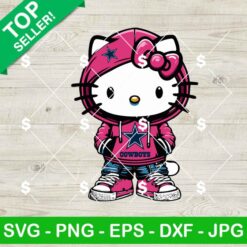 Hello Kitty Dallas Cowboys Pink Hoodie SVG, Hello Kitty NFL Team SVG, Hello Kitty With Hoodie SVG