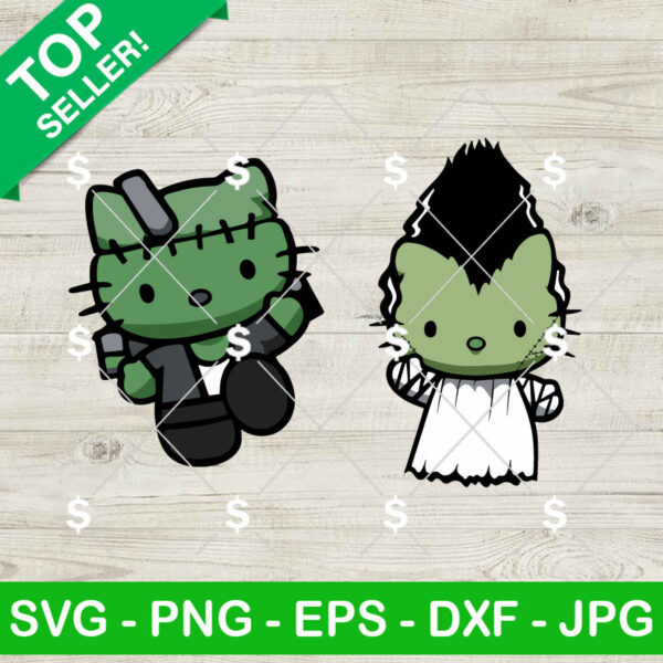 Hello Kitty Frankenstein Bundle SVG, Hello Kitty Halloween SVG, Hello Kitty Horror Couple SVG