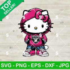 Hello Kitty Las Vegas Raiders Pink Hoodie SVG, Hello Kitty NFL Team SVG, Hello Kitty With Hoodie SVG