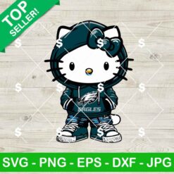 Hello Kitty Philadelphia Eagles Hoodie SVG, Hello Kitty NFL Team SVG, Hello Kitty With Hoodie SVG