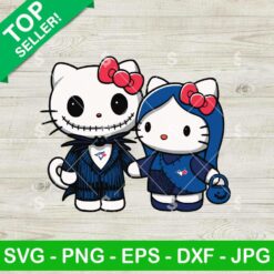 Hello Kitty Nightmare Couple SVG, Hello Kitty Toronto Blue Jays SVG, Jack And Sally Skellington Baseball Couple SVG