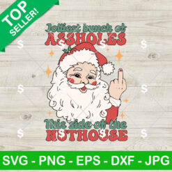 Jolliest Bunch Of Assholes Santa Middle Finger SVG, Santa Middle Finger Christmas Sweater Shirt SVG, Christmas Funny SVG
