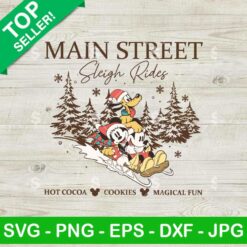 Main Street Sleigh Rides Christmas SVG, Mickey And Friends Christmas SVG, Disney Characters Christmas SVG