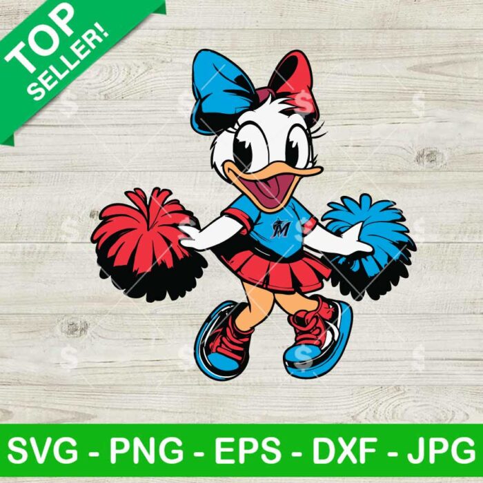 Miami Marlins Daisy Duck Cheerleader SVG, Disney Duck Baseball MLB SVG, Miami Marlins MLB SVG