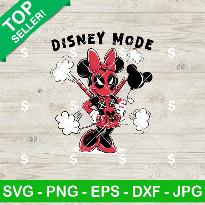 Minnie Deadpool Disney Mode SVG, Minnie Mouse Deadpool SVG, Deadpool Mouse SVG PNG