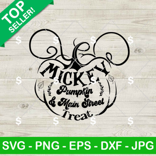 Mickey Pumpkin And Main Street Treat SVG, Disney Halloween SVG PNG, Halloween Main Street SVG