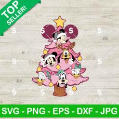 Mouse And Friends Pink Christmas SVG, Pink Christmas Mouse Tree SVG PNG, Christmas Disney SVG